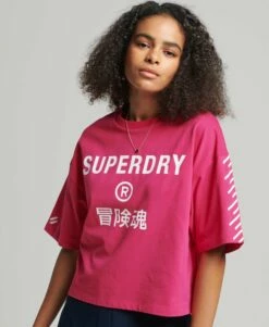 SUPERDRY Core Logo Sport T-Shirt Hyper Fire Coral
