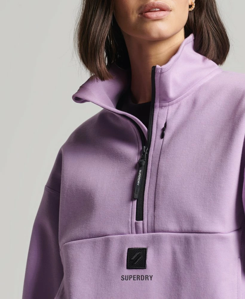 SUPERDRY Tech Batwing Half Zip Sweatshirt Mid Lilac 3 SUPERDRY Tech Batwing Half Zip Sweatshirt Mid Lilac - Image 3