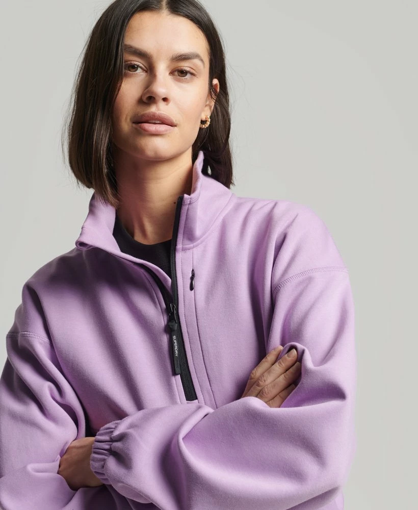 SUPERDRY Tech Batwing Half Zip Sweatshirt Mid Lilac 2 SUPERDRY Tech Batwing Half Zip Sweatshirt Mid Lilac - Image 2