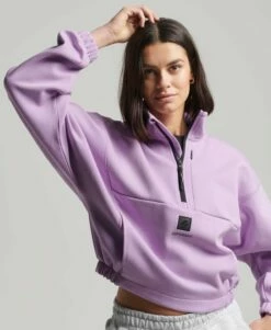 SUPERDRY Tech Batwing Half Zip Sweatshirt Mid Lilac