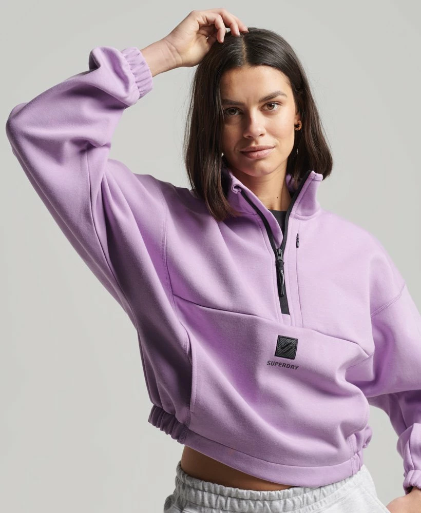 SUPERDRY Tech Batwing Half Zip Sweatshirt Mid Lilac 1 SUPERDRY Tech Batwing Half Zip Sweatshirt Mid Lilac