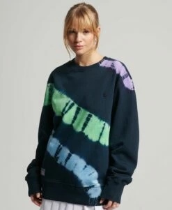 SUPERDRY Tie Dye 2.0 Crew Sweatshirt Navy/lime/purple