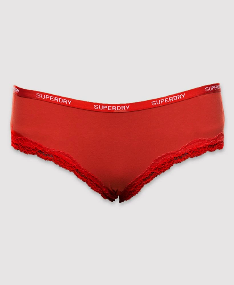 SUPERDRY Organic Cotton Lace Trim Briefs 3 Pack Chalky Pink/mid Marl/eclipse Navy 2 SUPERDRY Organic Cotton Lace Trim Briefs 3 Pack Chalky Pink/mid Marl/eclipse Navy - Image 2