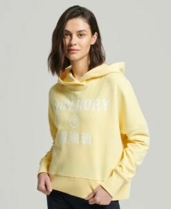 SUPERDRY Sport Crop Box Hoodie Pale Yellow