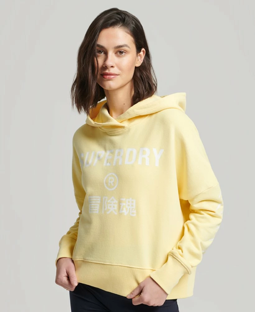 SUPERDRY Sport Crop Box Hoodie Pale Yellow 1 SUPERDRY Sport Crop Box Hoodie Pale Yellow