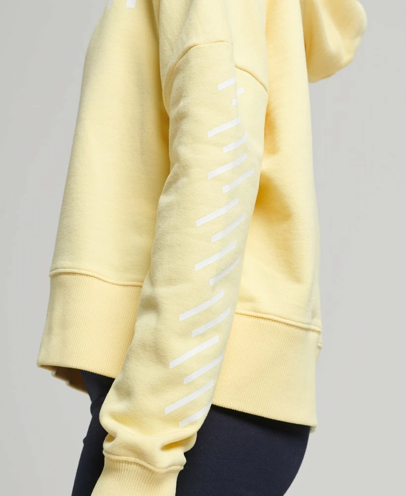 SUPERDRY Sport Crop Box Hoodie Pale Yellow 3 SUPERDRY Sport Crop Box Hoodie Pale Yellow - Image 3