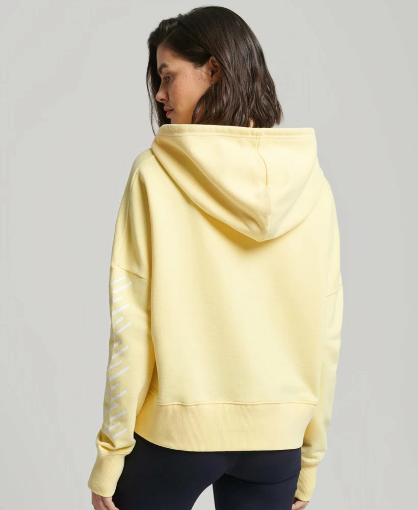 SUPERDRY Sport Crop Box Hoodie Pale Yellow 2 SUPERDRY Sport Crop Box Hoodie Pale Yellow - Image 2