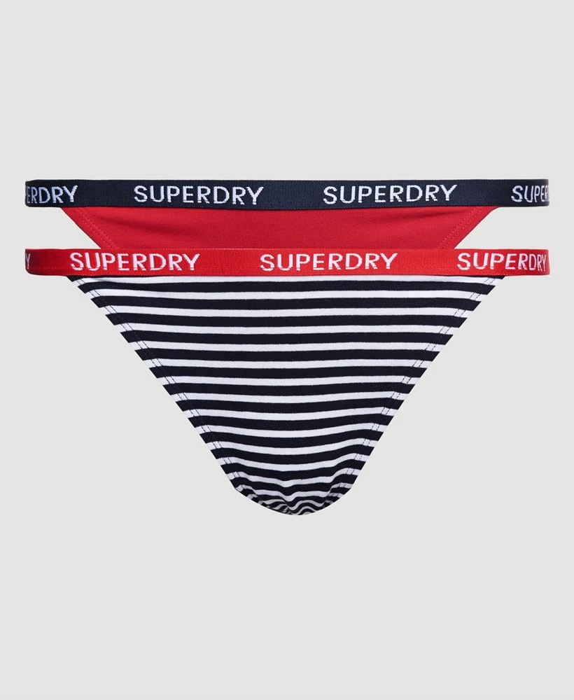 SUPERDRY Organic Cotton Harper Thong 2 Pack Rouge Red/downhill Navy Stripe 6 SUPERDRY Organic Cotton Harper Thong 2 Pack Rouge Red/downhill Navy Stripe - Image 6