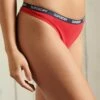 SUPERDRY Organic Cotton Harper Thong 2 Pack Rouge Red/downhill Navy Stripe