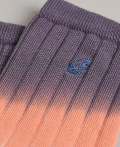 SUPERDRY Organic Cotton Code S Logo Dip Dye Ankle Socks Eclipse Navy/lilac