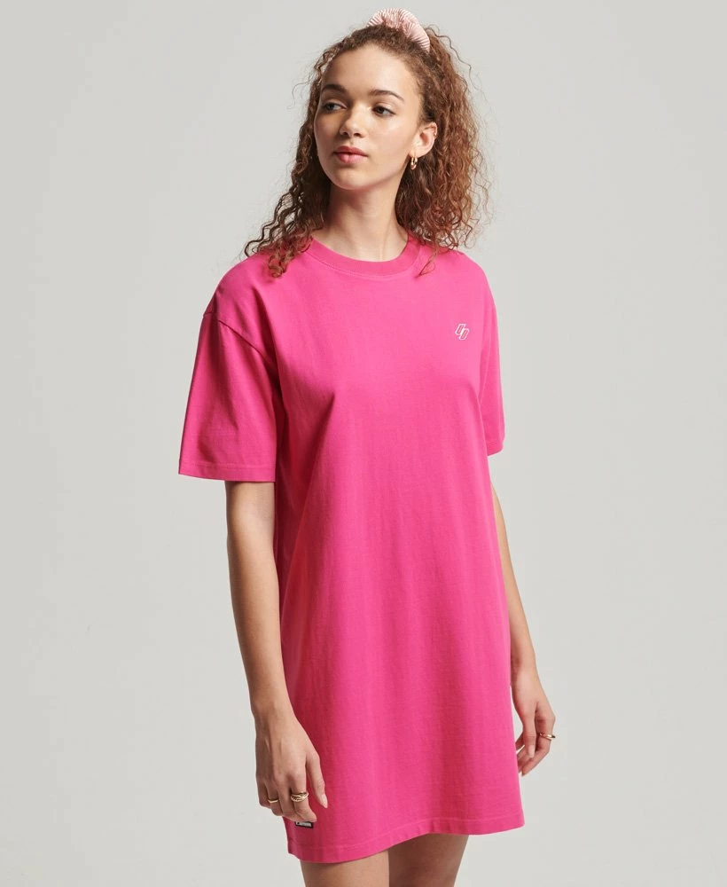 SUPERDRY Essential T-Shirt Dress Raspberry Sorbet 2 SUPERDRY Essential T-Shirt Dress Raspberry Sorbet - Image 2