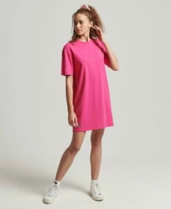 SUPERDRY Essential T-Shirt Dress Raspberry Sorbet
