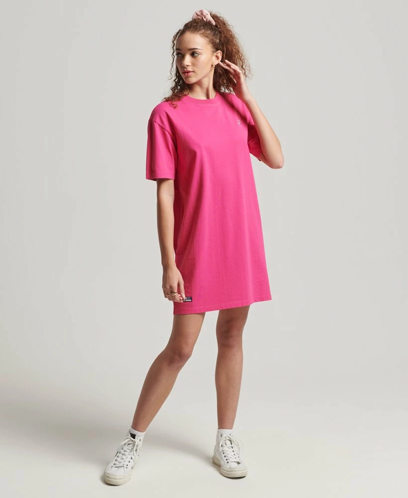 SUPERDRY Essential T-Shirt Dress Raspberry Sorbet 1 SUPERDRY Essential T-Shirt Dress Raspberry Sorbet