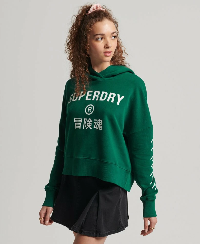 SUPERDRY Sport Crop Box Hoodie Hyper Fire Coral 1 SUPERDRY Sport Crop Box Hoodie Hyper Fire Coral