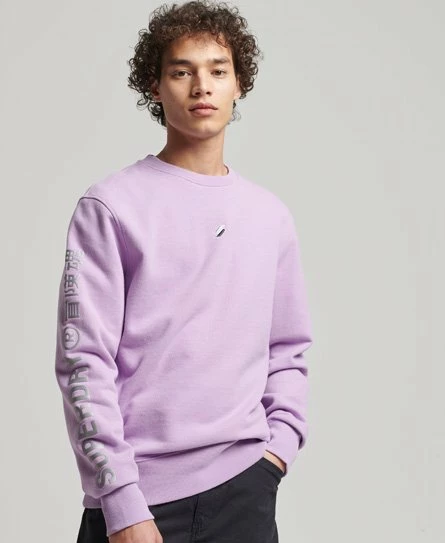 SUPERDRY Code Linear Loose Crew Sweatshirt Mid Lilac 7 SUPERDRY Code Linear Loose Crew Sweatshirt Mid Lilac - Image 7