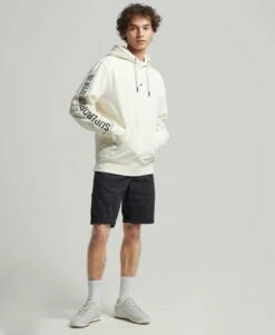 SUPERDRY Code Linear Loose Overhead Hoodie New Chalk