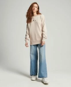 SUPERDRY Code Linear Loose Crew Jumper Feather Grey