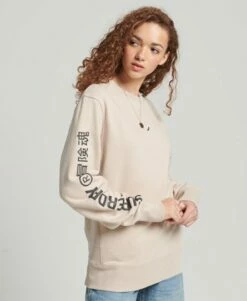 SUPERDRY Code Linear Loose Crew Jumper Feather Grey -Sportswear Sales 2022 upload9223368955666039708