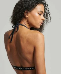 SUPERDRY Micro Logo Elastic Triangle Bikini Top Deep Navy