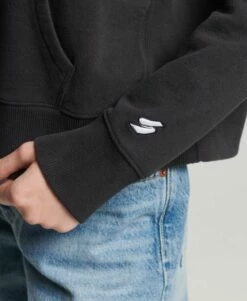 SUPERDRY Independent Logo Foil Crop Hoodie Black 2 -Sportswear Sales 2022 upload9223368955666043246