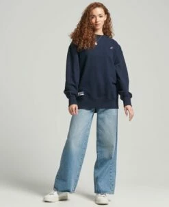 SUPERDRY Organic Cotton Essential Crew Sweatshirt Dark Green