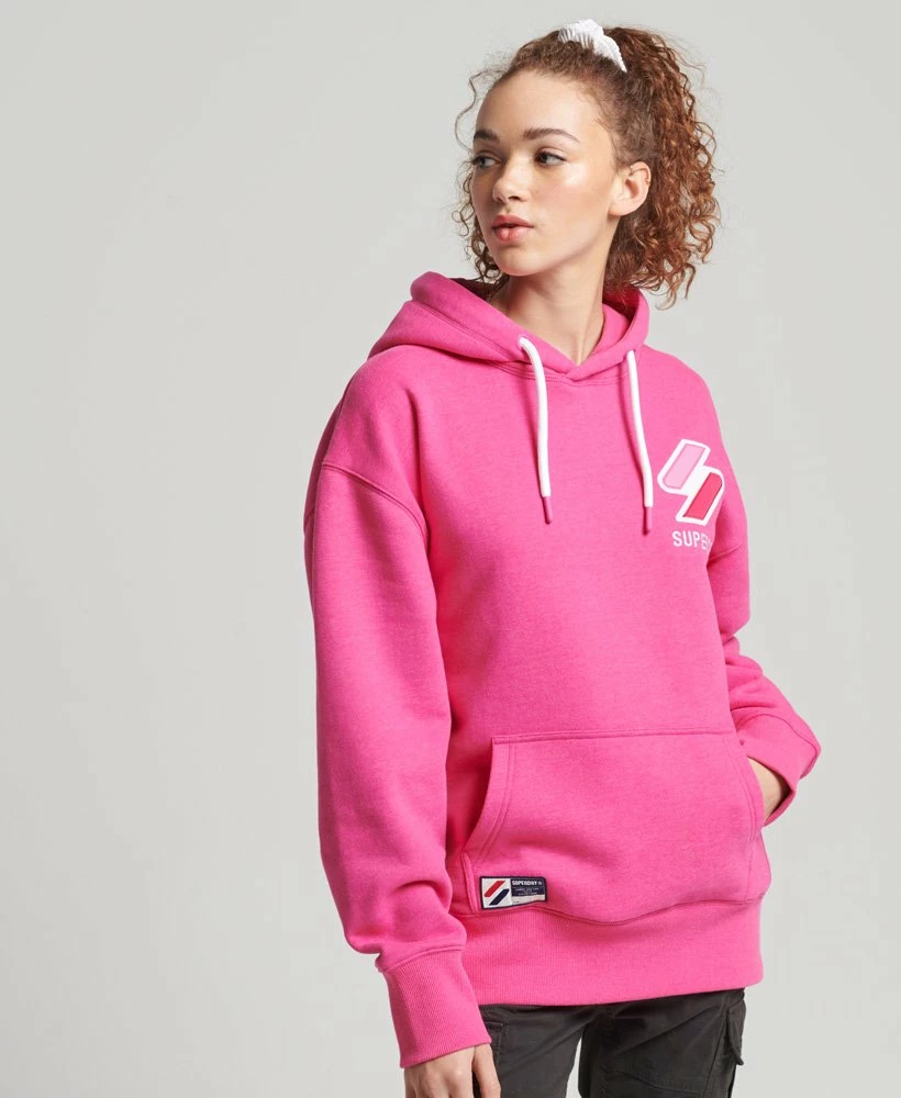 SUPERDRY Code Applique Oversized Hoodie Princedom Blue Marl 2 SUPERDRY Code Applique Oversized Hoodie Princedom Blue Marl - Image 2