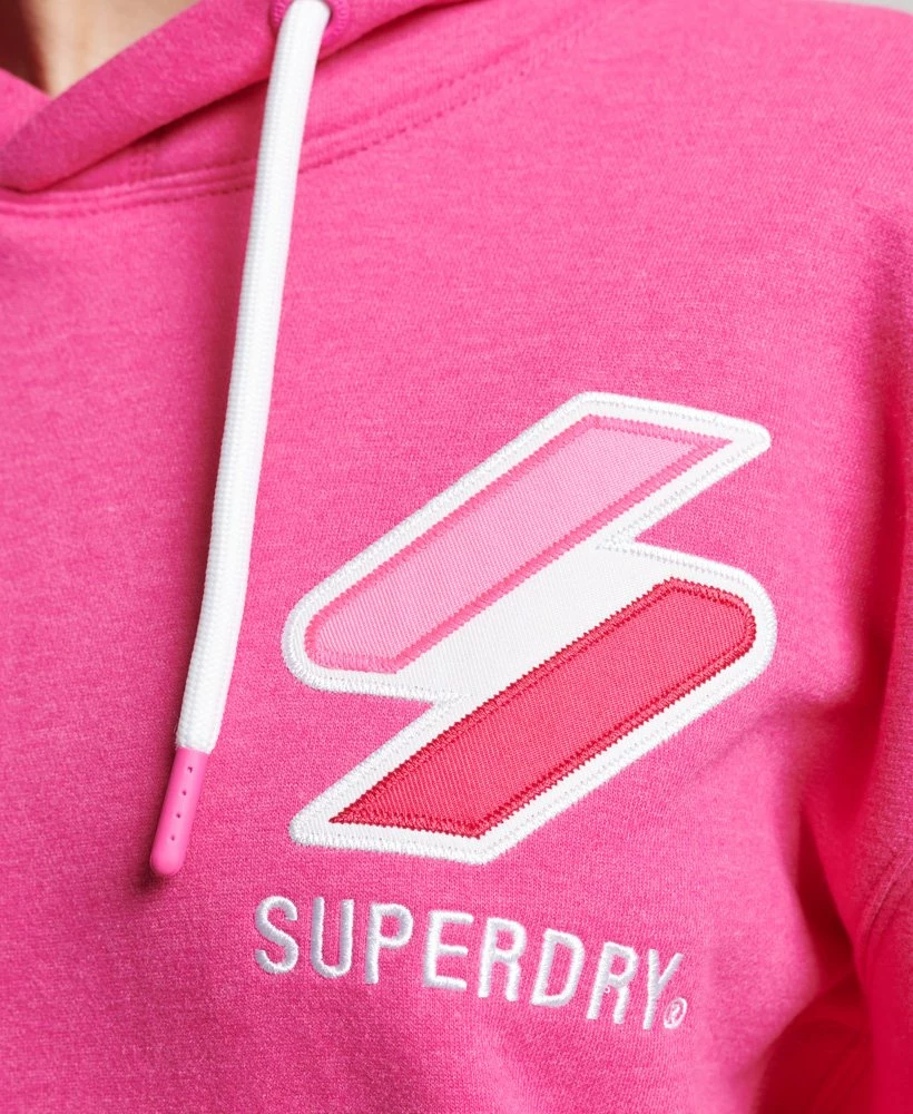 SUPERDRY Code Applique Oversized Hoodie Princedom Blue Marl 4 SUPERDRY Code Applique Oversized Hoodie Princedom Blue Marl - Image 4